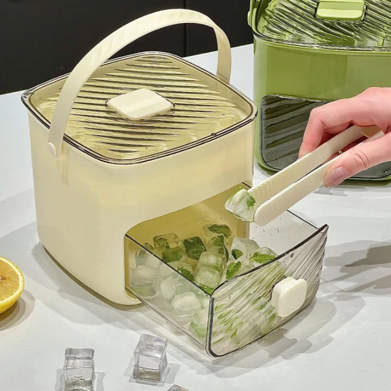 48 Grid Ice Cube Mold Double Layer Reusable Refrigerator Maker Qme Beige