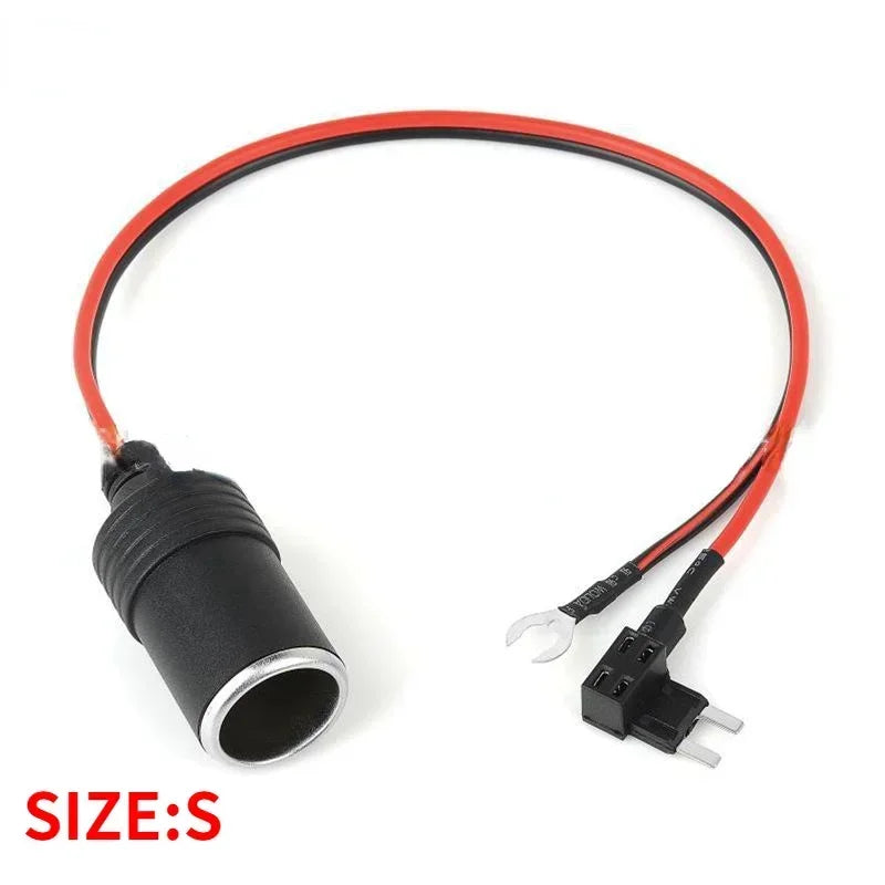 Pure Copper Car Cigarette Lighter Charger Cable Female Socket Plug Connector Adapter Cable Fuse Qme small