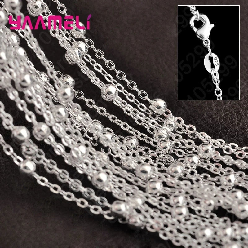 10PCS Wholesale Pure 925 Sterling Silver Color Charm Link Chain Necklace Jewelry with Strong Smooth Lobster Clasps 16-30 Inch Qme Model 14 22 Inch 55CM