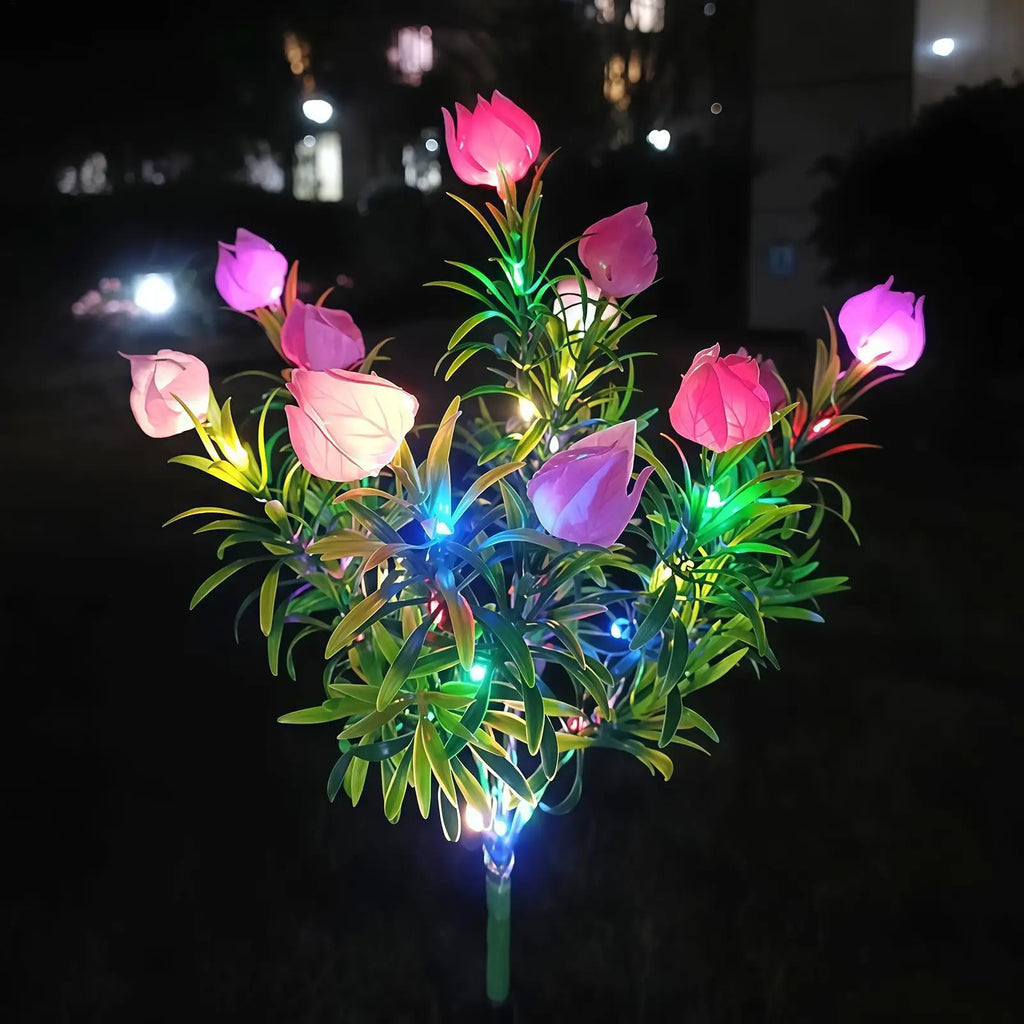 Solar Flowers Realistic Gardenia Decorative Garden Lights Powered Qme