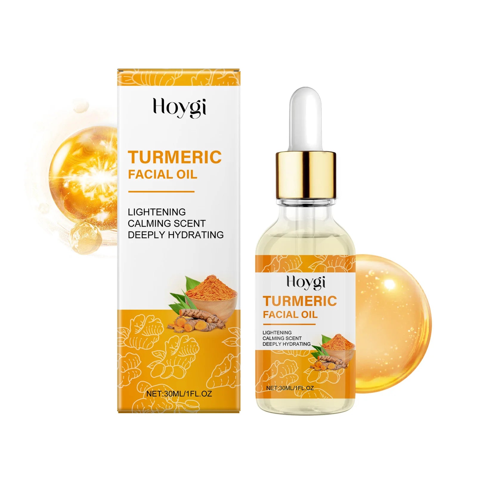 Turmeric Facial Essence Oil Nourishing Brightening Fade Dark Spot Skin Care Smoothing Firming Glowing Complexion Moisturizing Qme 30ml Boxed