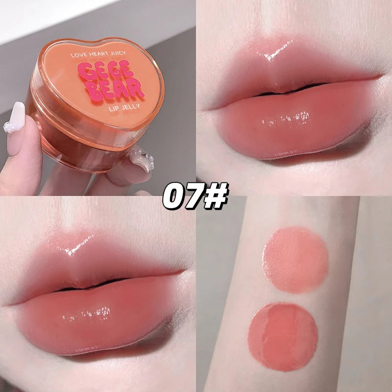 Gege Bear Loveheart Lip Jelly Glaze Moisturizing Jam Gloss Honey Qme GX1389-7
