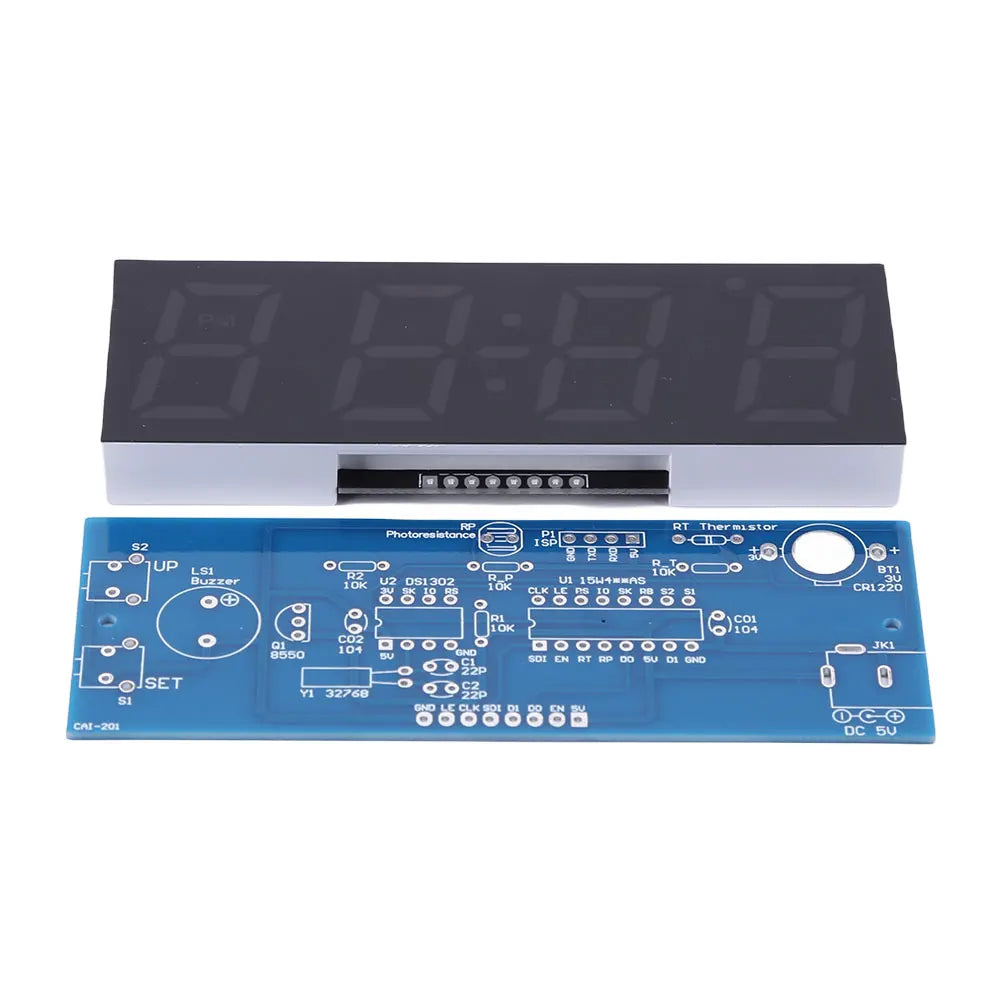 Colorful Digital Clock Electronic Kit Time Week Temp Date Display Electronical Clock Making Experiment Kit for Soldering Project Qme