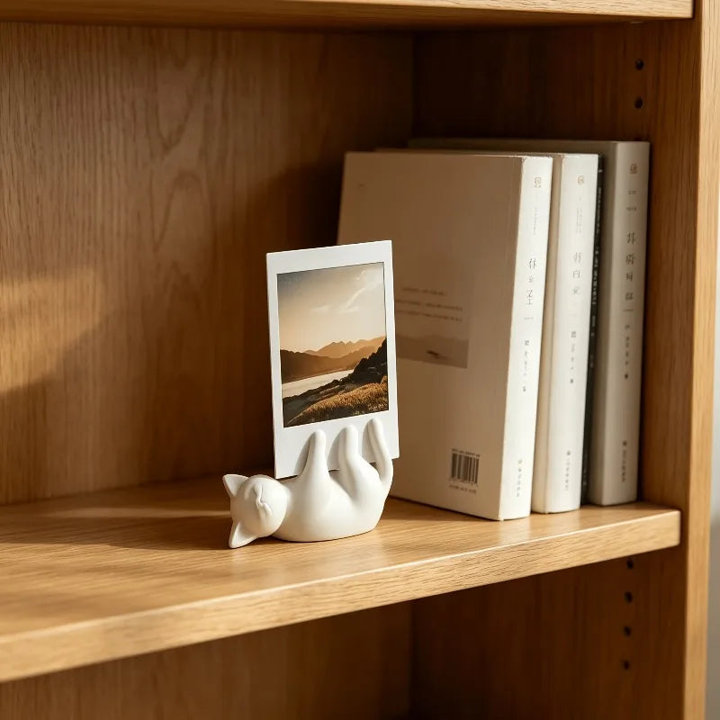 3pcs Cat Lying Down Photo Stand/Adorable Kitten-Shaped Photo Display Holder/Mini Desktop Ornament Qme