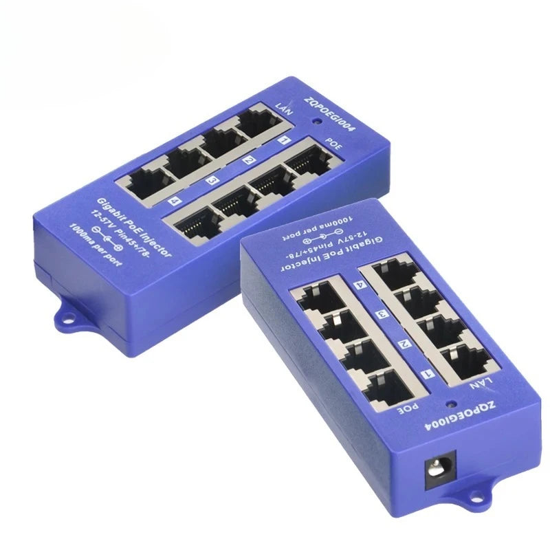 1PCS 4-Port POE Injector Gigabit B-Mode Ethernet Power Supply 24V60W Switch Router Qme