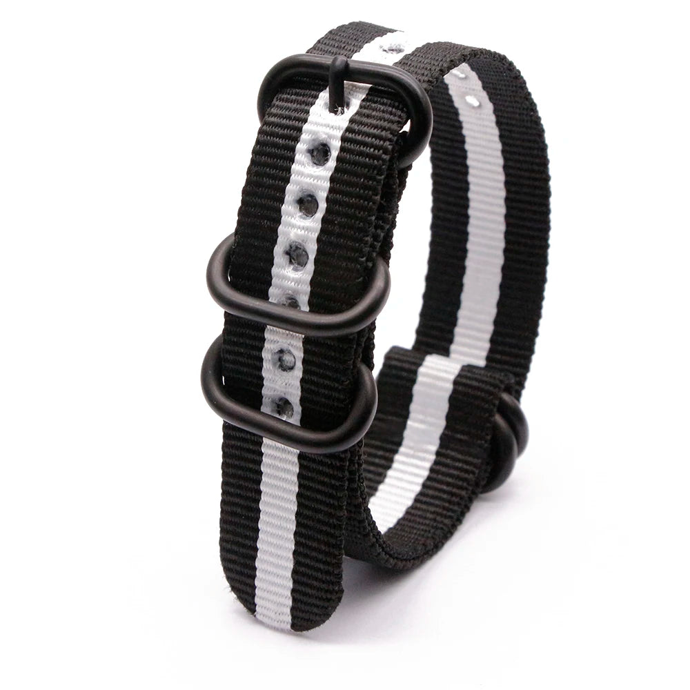 Army Sports Nylon Watch Band Black Ring Buckle Wristband Accessories