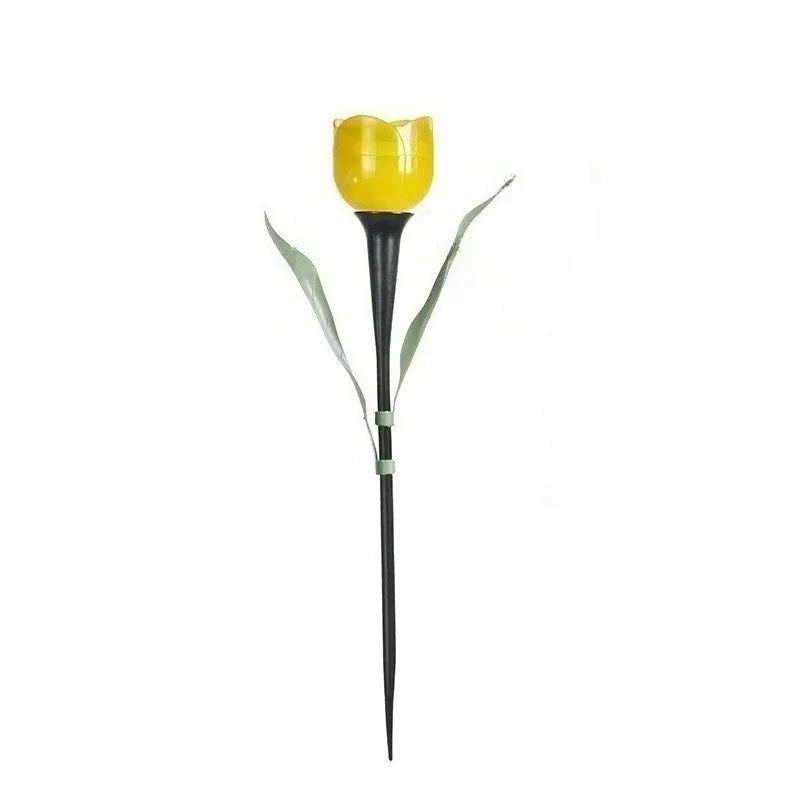 Garden Tulip Flower Shape LED Solar Powered Waterproof Tube Lawn Qme Yellow