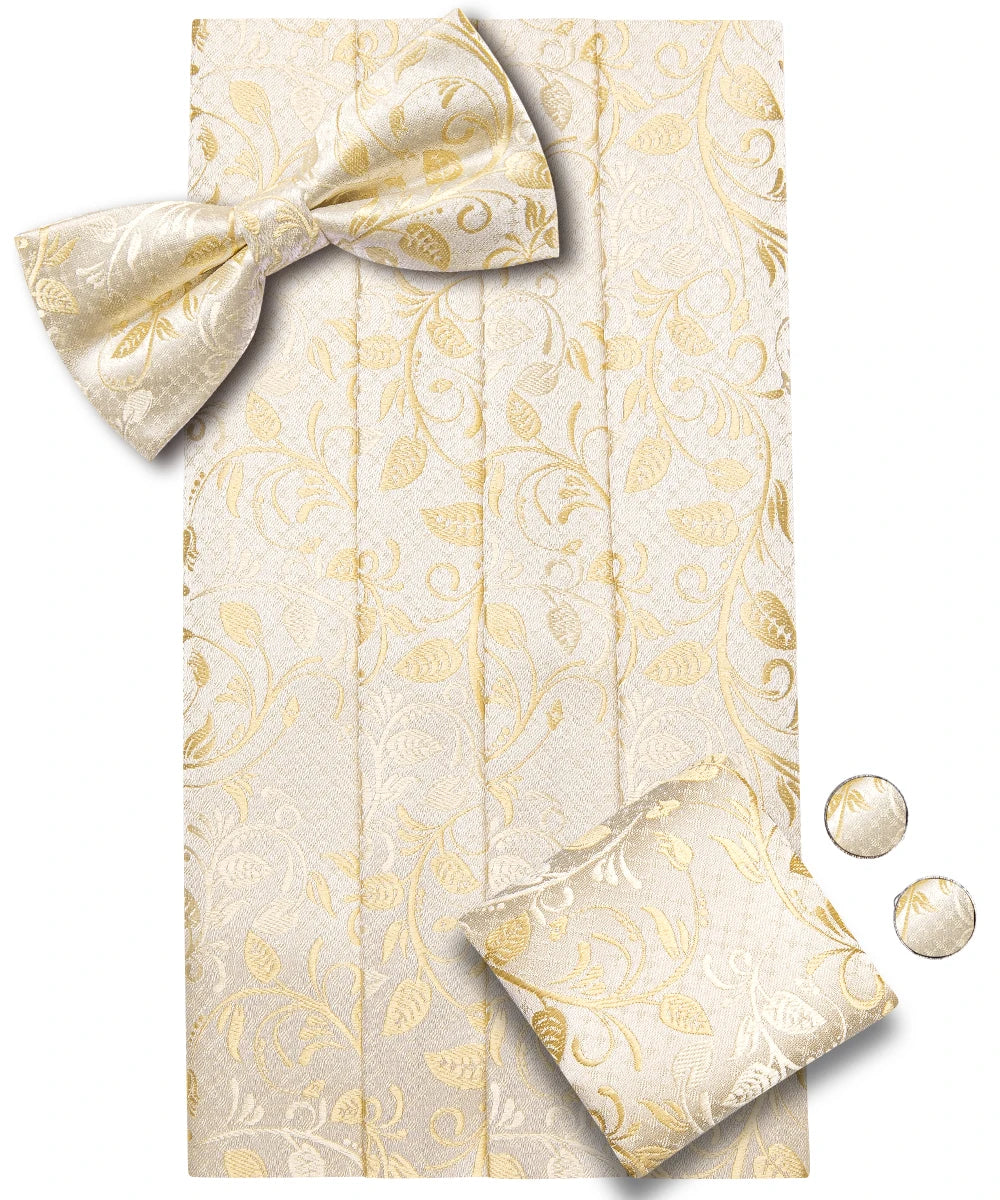 Hi-tie Mens Cummerbunds Vintage Formal Jacquard Pailey Bowtie Hanky Qme