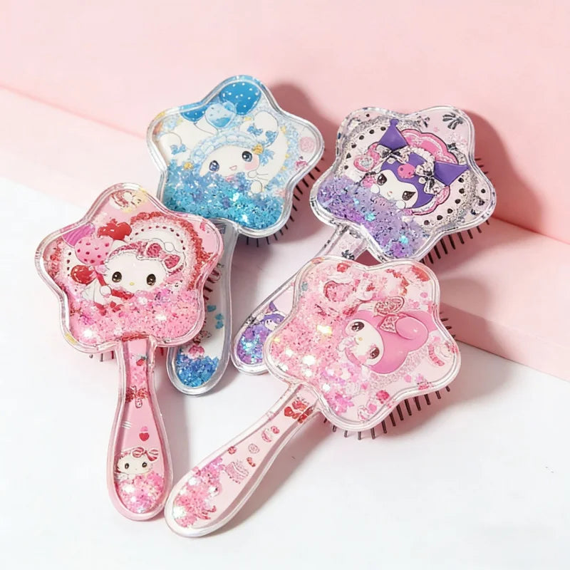 Hello Kitty New Five-Pointed Star Fluffy Cushion Comb Cute Cartoon-Style Detangling and Massaging Comb Air-Cushion Comb Qme