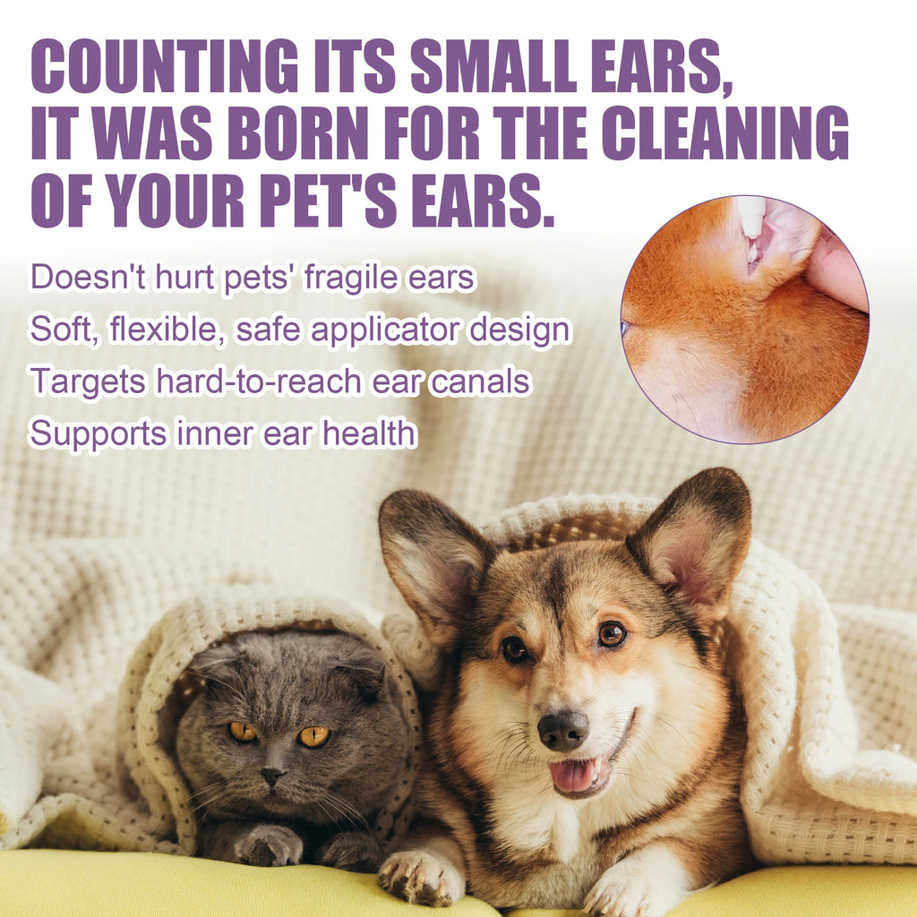 Yegbong Pet Ear Cleaner for Cats And Dogs - Natural Solution Ear Wash Drop Relief from Itching Odor Earwax Mite Killer Qme