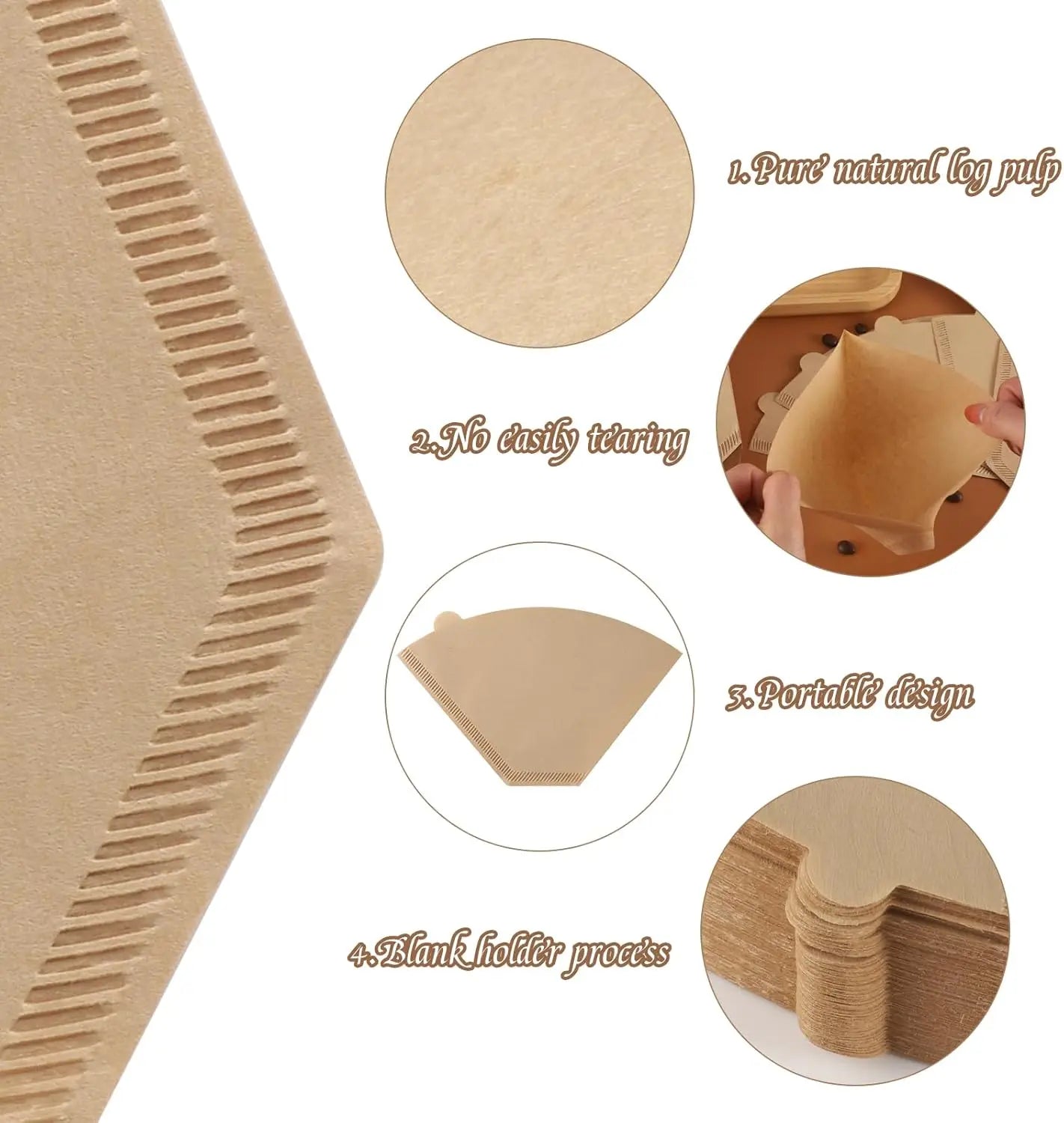4 Cone Coffee Filters 8-12 Cup Disposable Paper Pour Over Drip Maker Qme