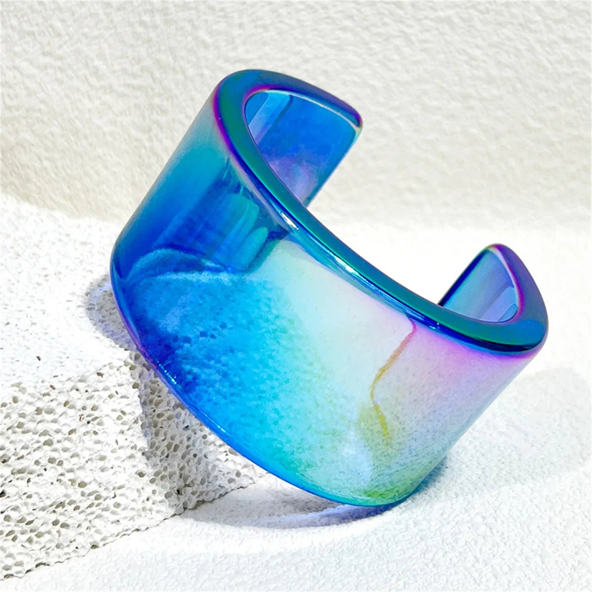 Cool Ins Transparent Acrylic Resin Open Bangle Bracelet for Women Geometric Korean Retro Wide Bracelet Girls Hand Jewelry Bangle Qme lan 60