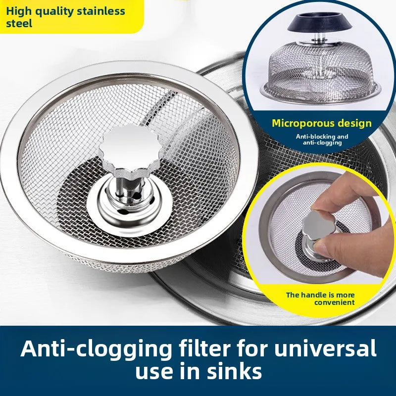1/3/5pcs Kitchen Sink Stainless Steel Mesh Filter Vegetable Washing Residue Strainer Sink Hole Drain Waste Catcher Basket Tool Qme