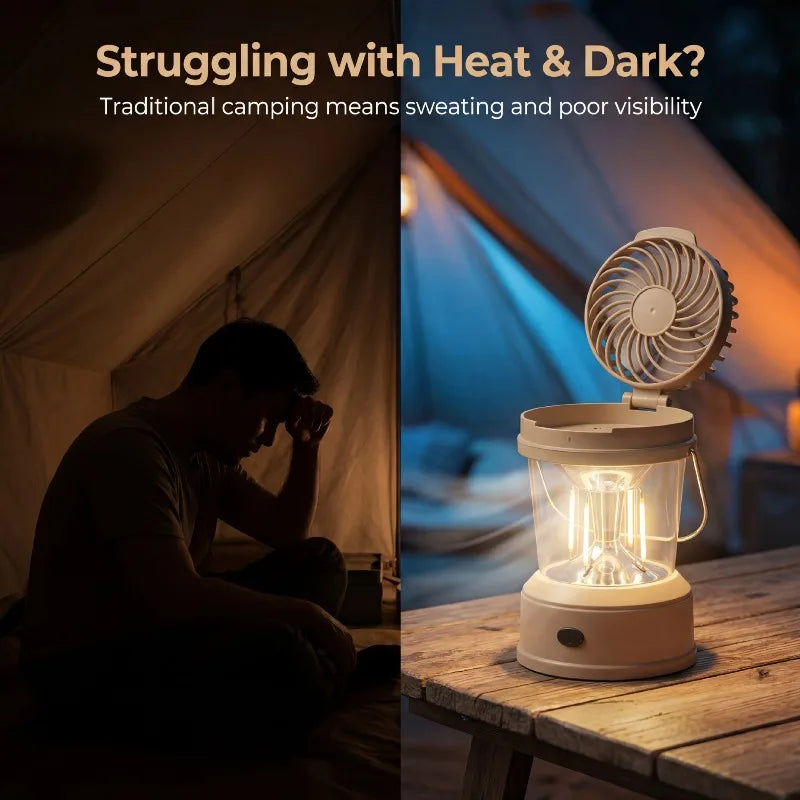 Arrival Camping Lantern Fan Combo Rechargeable Outdoor Tent Light Qme