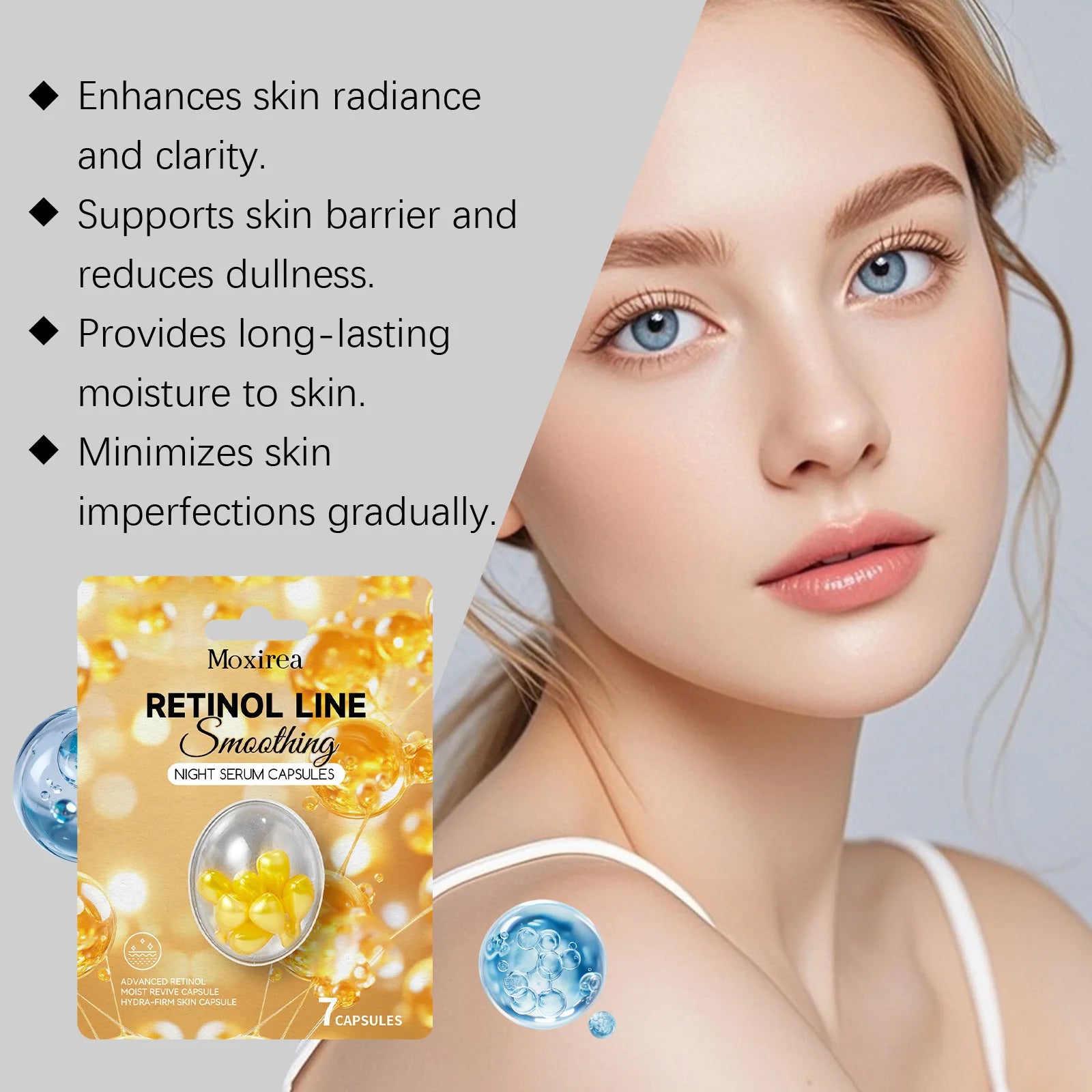 Retinol Facial Essence Enhance Skin Firmness Improve Uneven Tone Hydrate Moisturize Reduce Drying Redness Repair Barrier Capsule Qme