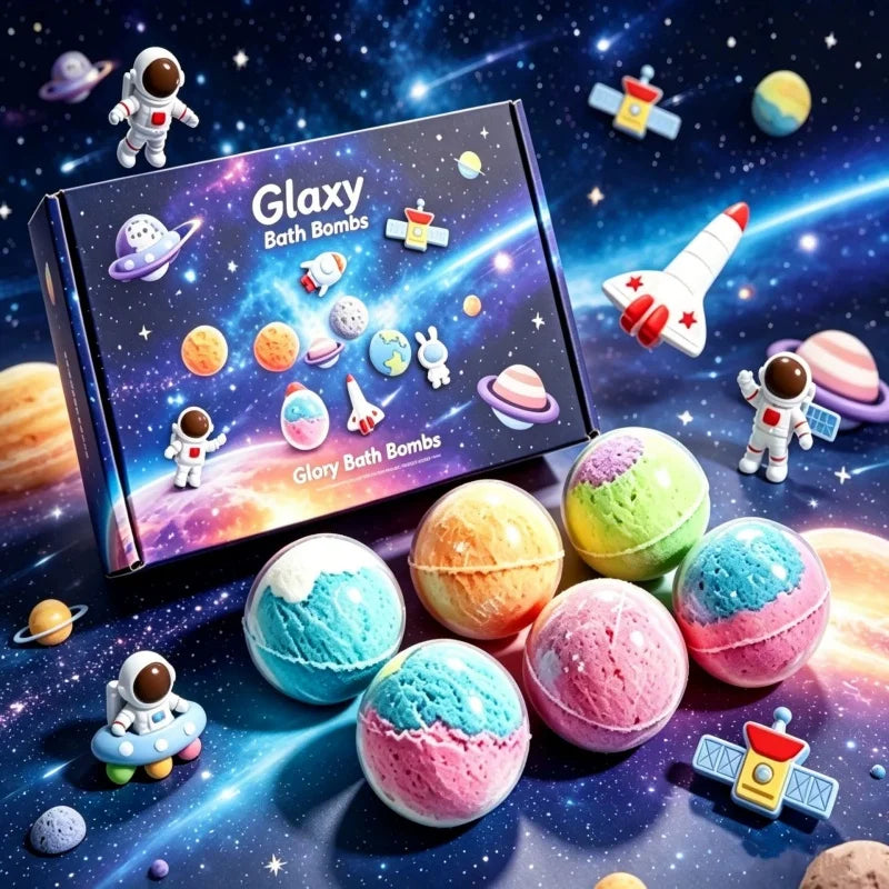 12pcs Kids Bath Bombs Set 60g Each with Surprise Toy Inside Natural Bubble Bath Fizzy Ball for Children Spa Bathtime Gift Qme