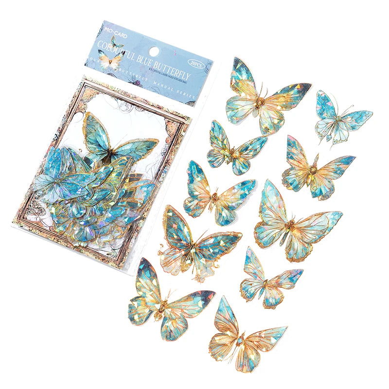 20Pcs PET Butterfly Stickers Transparent Decorative Decals DIY Scrapbooking Collage Photo Album Waterproof Decor Stickers Qme 1
