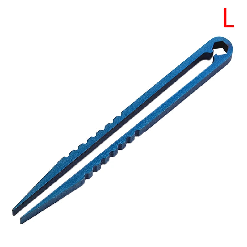 Tweezers Pick Up Clamping Titanium TC4 Clip EDC Multipurpose Gadget Qme L Blue