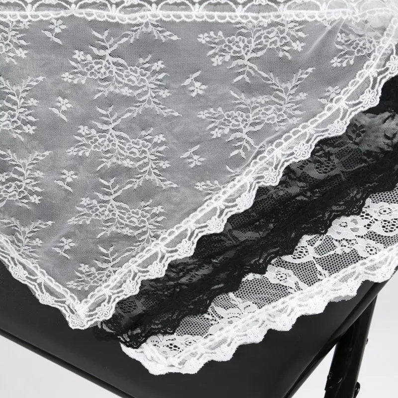 Y2K Women Lace Flower Elegant Skirt Stacked Belt Flower Sweet Triangle Scarf Breathable Travel Photo Headband Turban Accessories Qme