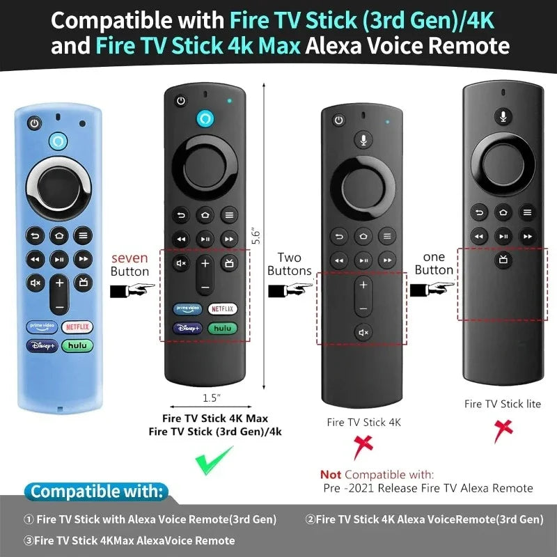 Silicone protective case For Amazon L5B83G Fire TV Stick 4K MAX/4K remote control drop proof dust and dust Glow Case Qme