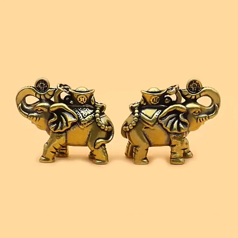 Mini Elephant Figurines Accessoires Miniatures Brass Metal Auspicious Qme