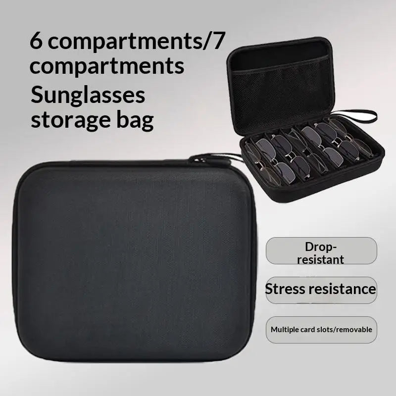 6 7 Compartment Adjustable Glasses Storage Box Portable Organizer Qme