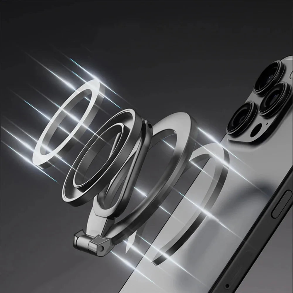 Magnetic Finger Ring Phone Holder Double Sided Kickstand Adjustable Grip Stand Compatible Car Bracket Hands Free for iPhone 17 Qme