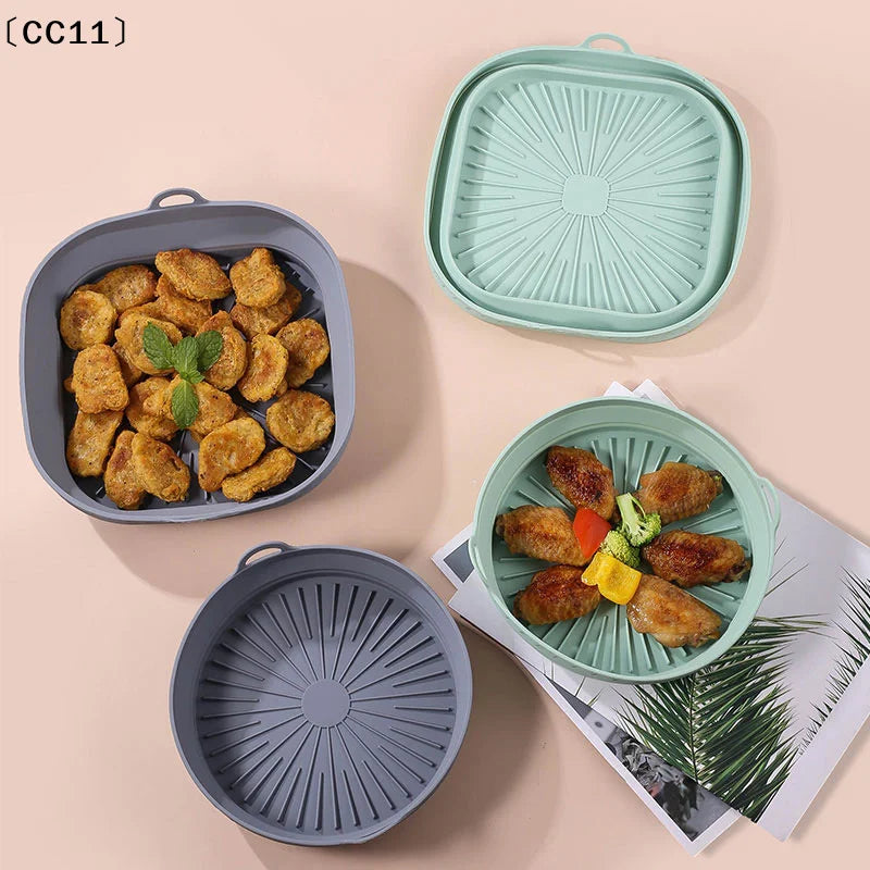 Foldable Air Fryer Silicone Mould Reusable Basket Food Safe Non Stick Qme