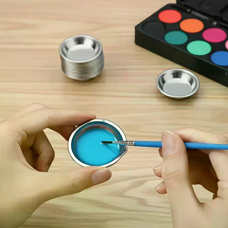 Stainless Steel Paint Palette Bowls Odorless Non-toxic Mixing Cups Qme