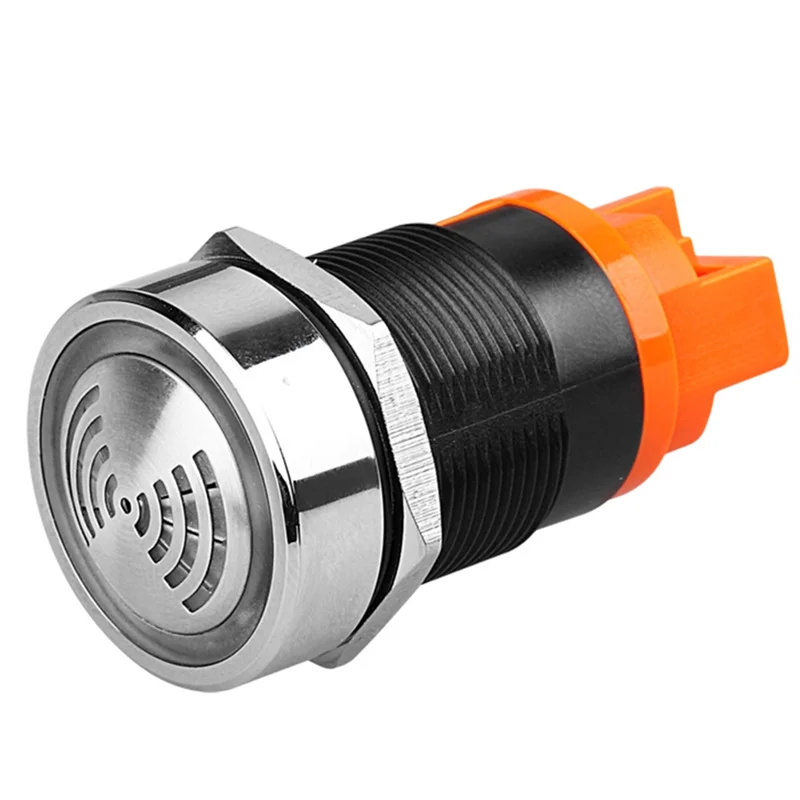 A02F-22Mm Red Flashing High Decibel Waterproof IP65 Buzzer Brass Chrome Plating LED Buzzer Intermittent Flash Qme