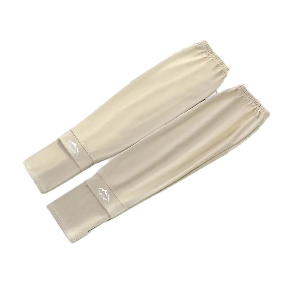 Thin Loose Ice Silk Sleeves UV Insulation Sun Protection Sunscreen Arm Sleeve Anti-UV Long-sleeved Glove Cycling Gloves Driving Qme Style B Khaki