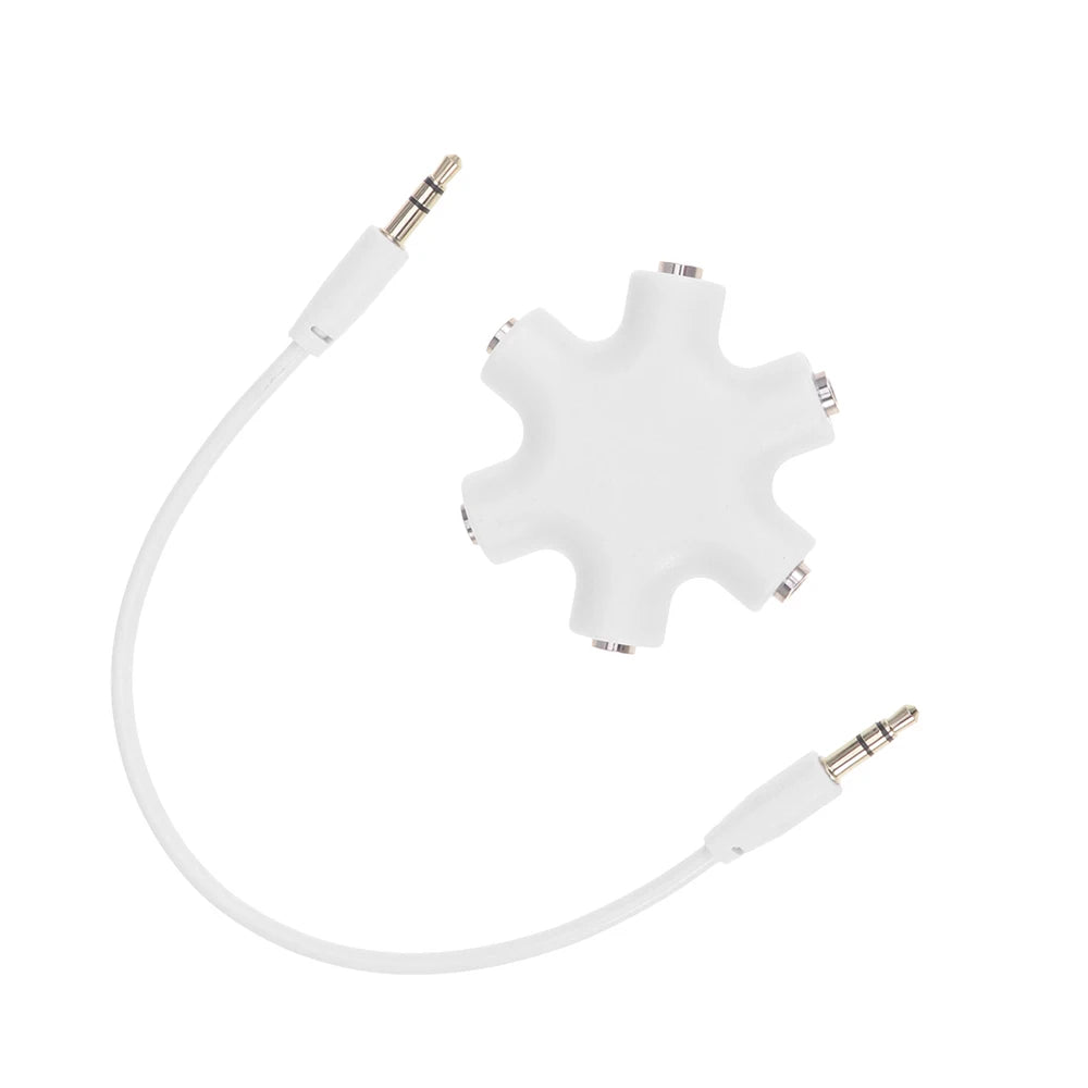 3.5mm Audio Aux Cable Splitter 1 Male to 5 Female Headphone Ports 3.5 Jack Share Adapter For Tablet MP3 MP4 Smart Mobile Phone Qme