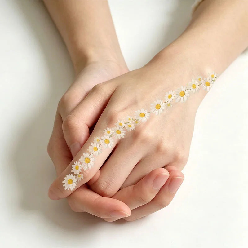 Sunflower ring/bracelet/finger tattoo stickers, waterproof, long-lasting, colorful, cute cartoon anklet/anklet stickers. Qme