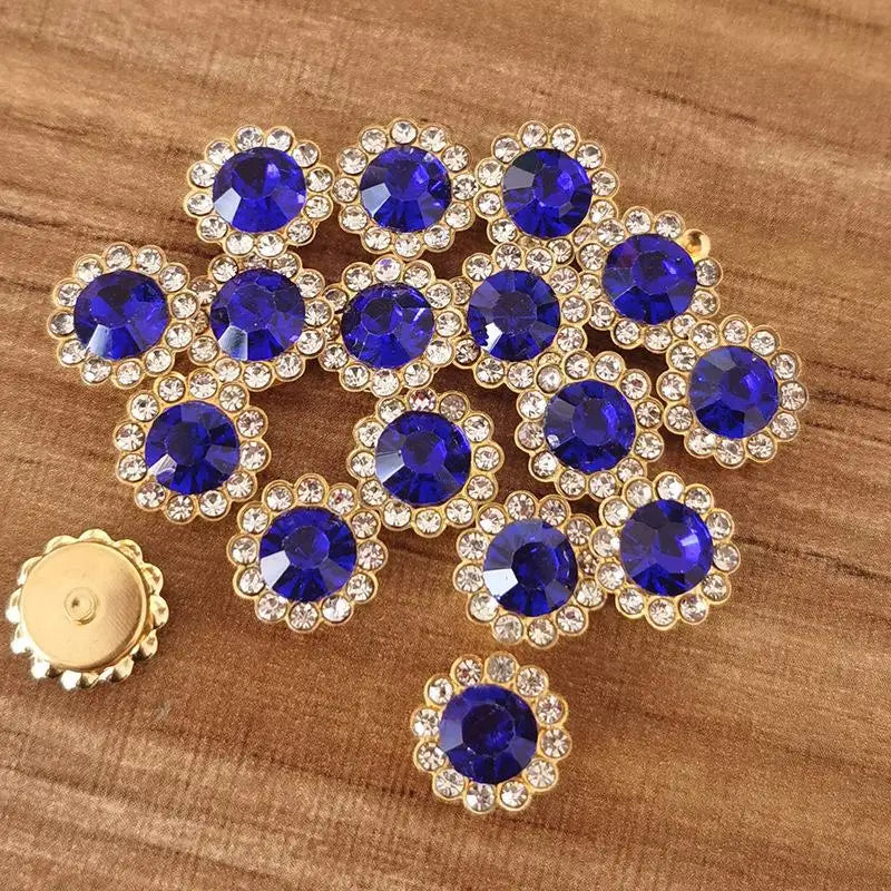 10/12mm Round Crystal Glass Sewing Stone Glue-on Claw Rhinestones Gold Base Button Sew On Rhinestones For Diy Clothes Crafts Qme H 10MM