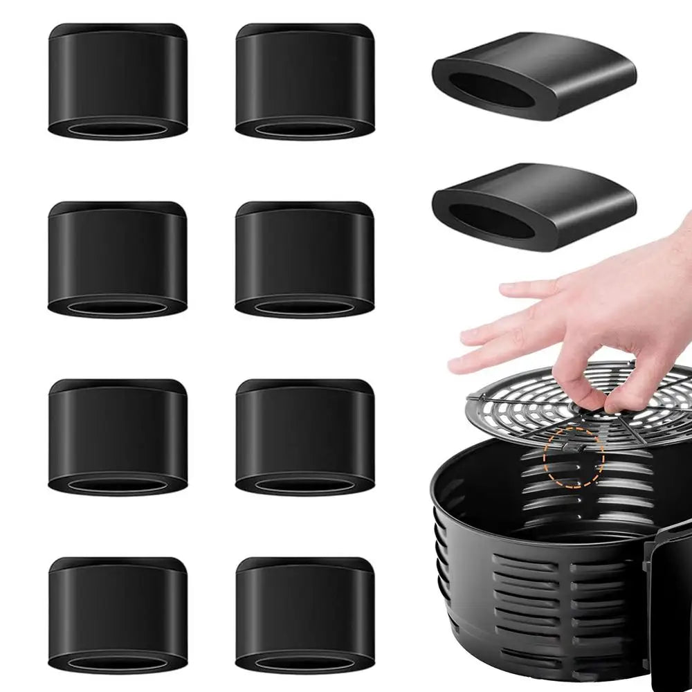 Air Fryer Rubber Bumpers 10pcs Protective Feet Covers Tabs Tips for Air Fryer Basket Heat Resistant Anti-Scratch Reusable Qme A