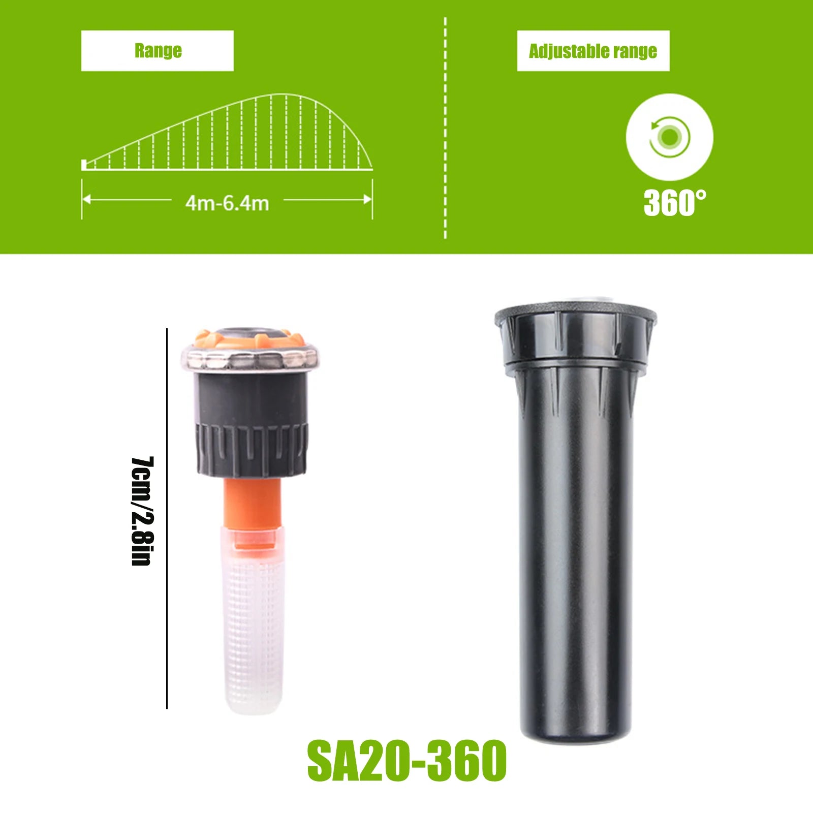 Ray Jet Nozzle Sprinkler with 90-210/360 Degree Arc Garden Water Sprinkler 2.5-10.7m Range for Plant Flower Bed and Yard Area Qme Style D