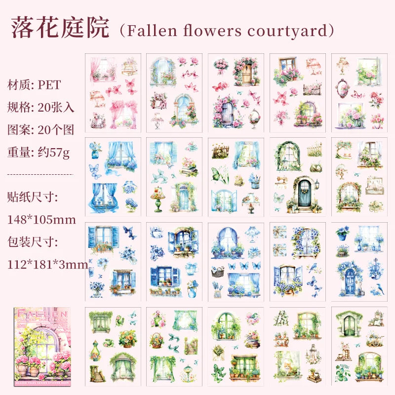 TIANZI 20/80pcs Die Cut Landscape Stickers Book for Scrapbooking Journaling DIY Crafts Planners Art Supplies Qme B