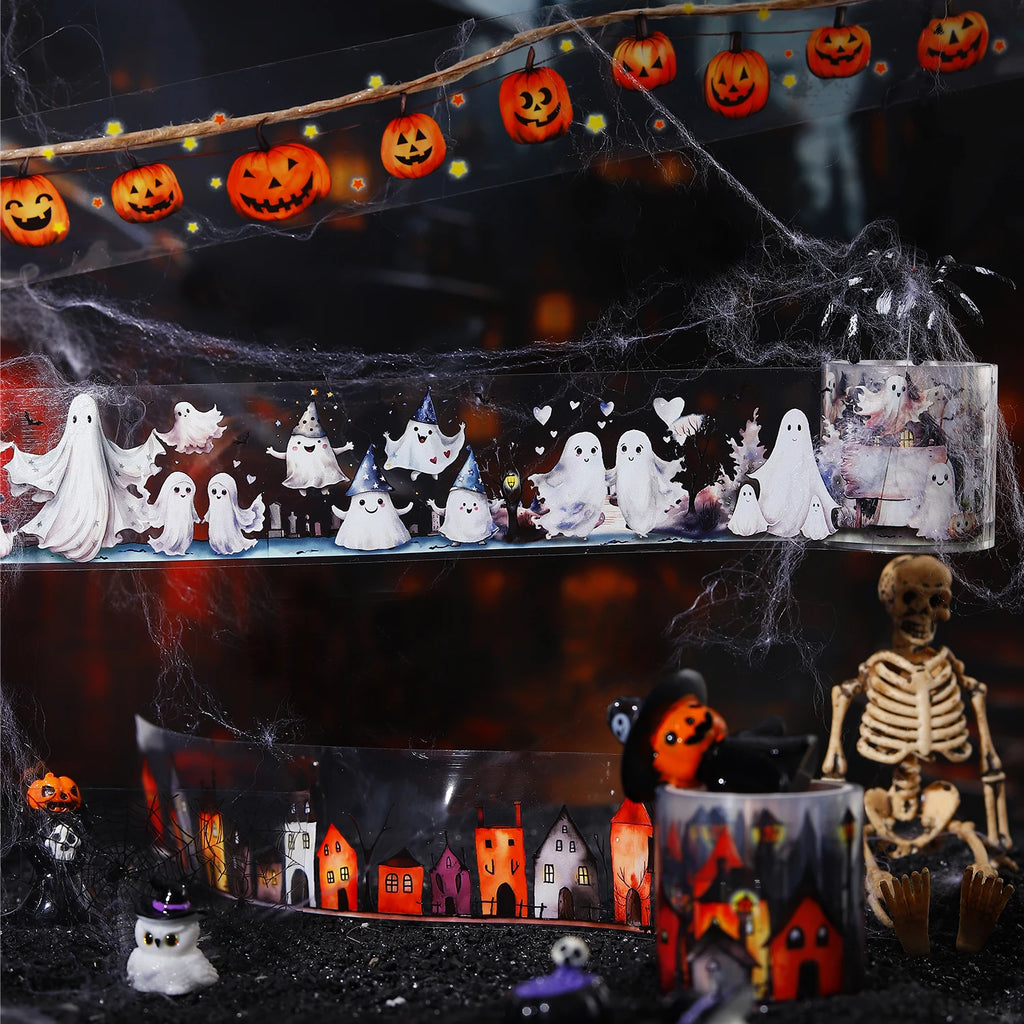 1Roll Halloween Gothic Party Celebration Washi Tape for Scrapbooking DIY, Collage Supplies, Phone Case Notebook Decor Qme
