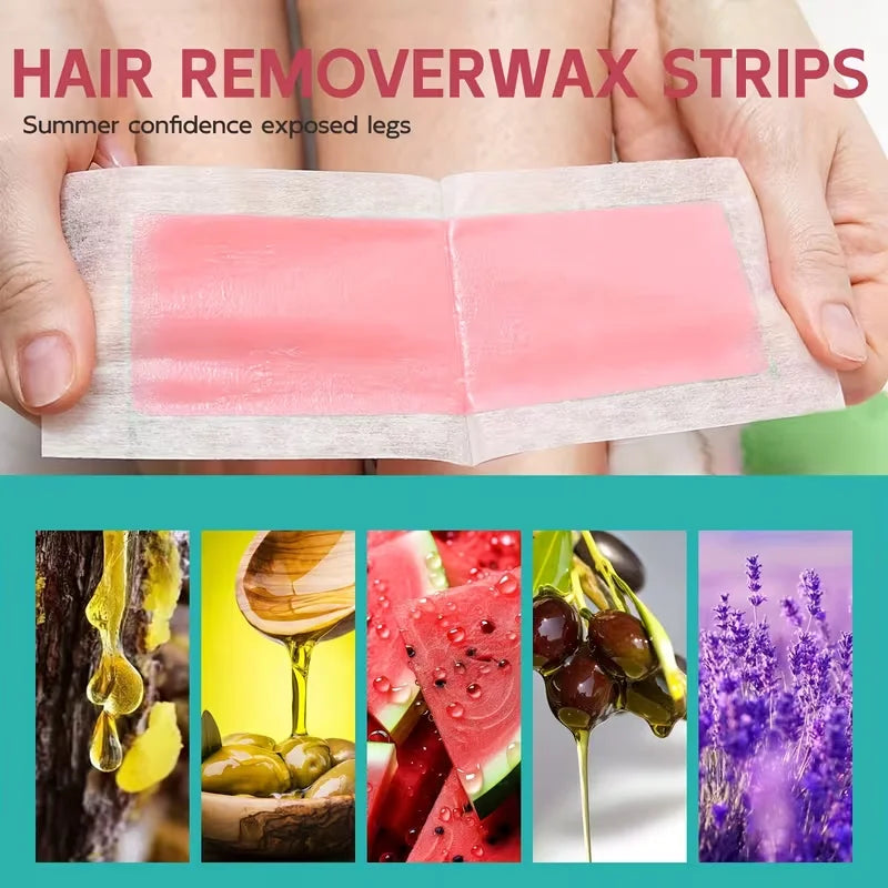 Depilatory Wax Strips Waxing Women Men Face Leg Arm Body Gentle Qme