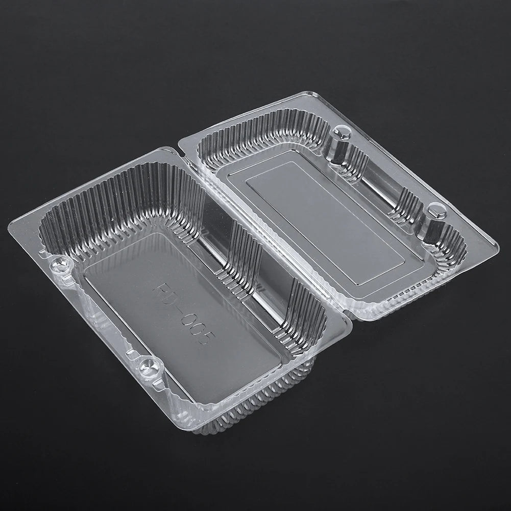 25-Pack Disposable Plastic Hinged Loaf Container Food Fruit Storage Box Disposable Box Disposable Container Food Box Storage Box Qme
