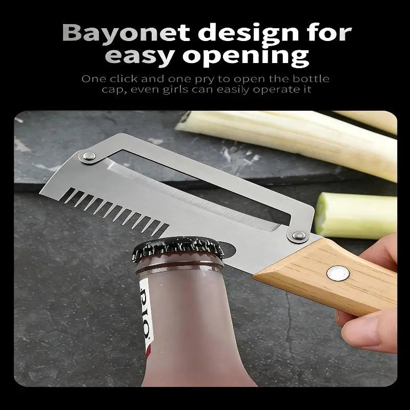 Wooden Handle Bottle Opener Multi-functional Vegetable Peeler Kitchen Qme
