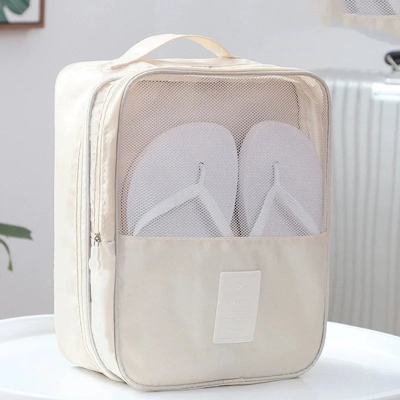 High Quality Portable Travel Shoe Bag Underwear Clothes Bags Shoe Organizer Storage Bag Multifunction Travel Accessories Qme White