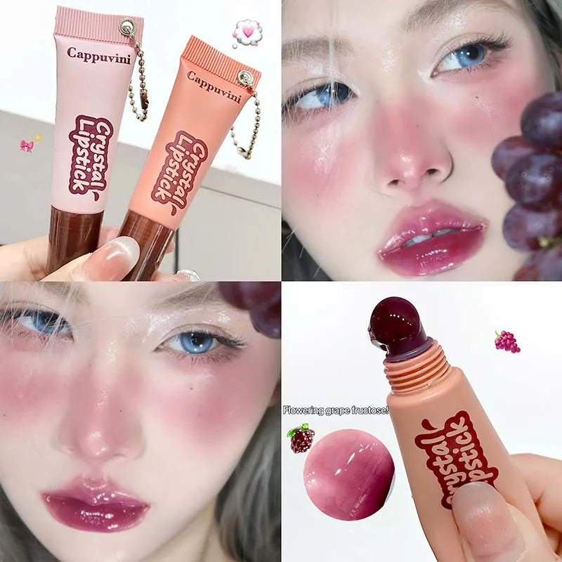 Jelly Purple Translucent Lip Gloss Hydrating Mirror Finish Lip Cream Bright Glassy Moisturizing Plumper Long Lasting Lips Makeup Qme