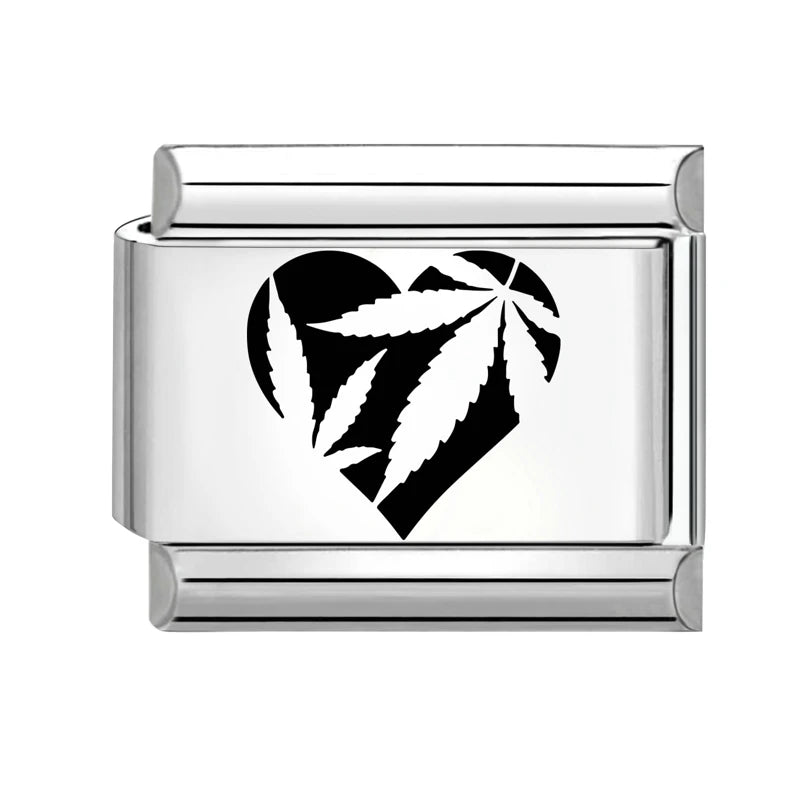 2026 New Beautiful Rose Flowers Leaves Ginkgo Leaf Italian Charm Links Fit 9mm Bracelet Stainless Steel Jewelry DIY Making Gifts Qme Style 9