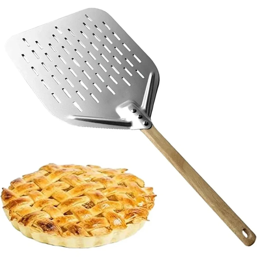 Pizza Shovel Metal Non-stick Peel Wood Handle Transfer Tray Homemade Qme