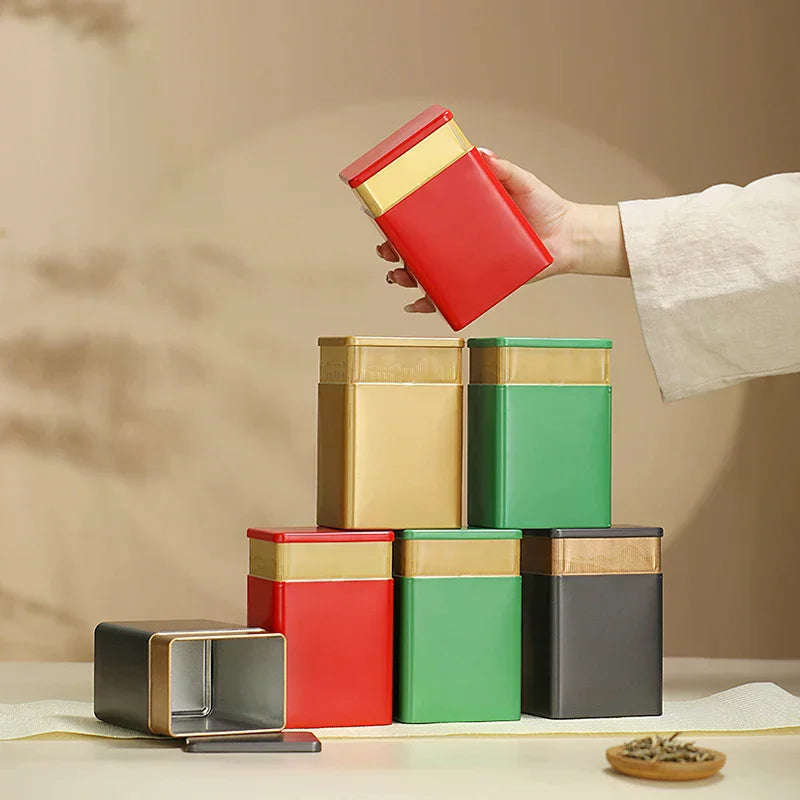 Mini Empty Tea Tin Can Household Green Black Tea Sealed Jar Portable Home Small Tea Packaging Box Tinplate Storage Cans Qme