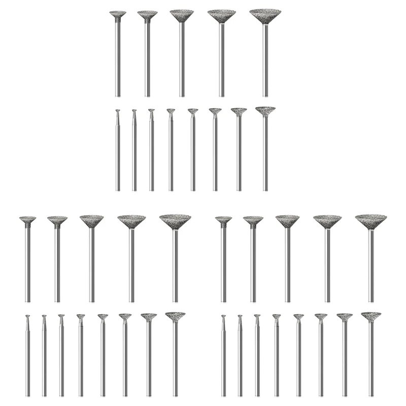 A02F-Stone Carving Set Diamond Burr Bits Compatible With For Dremel, 39PCS Polishing Kits Rotary Tools Accessories Qme As Shown