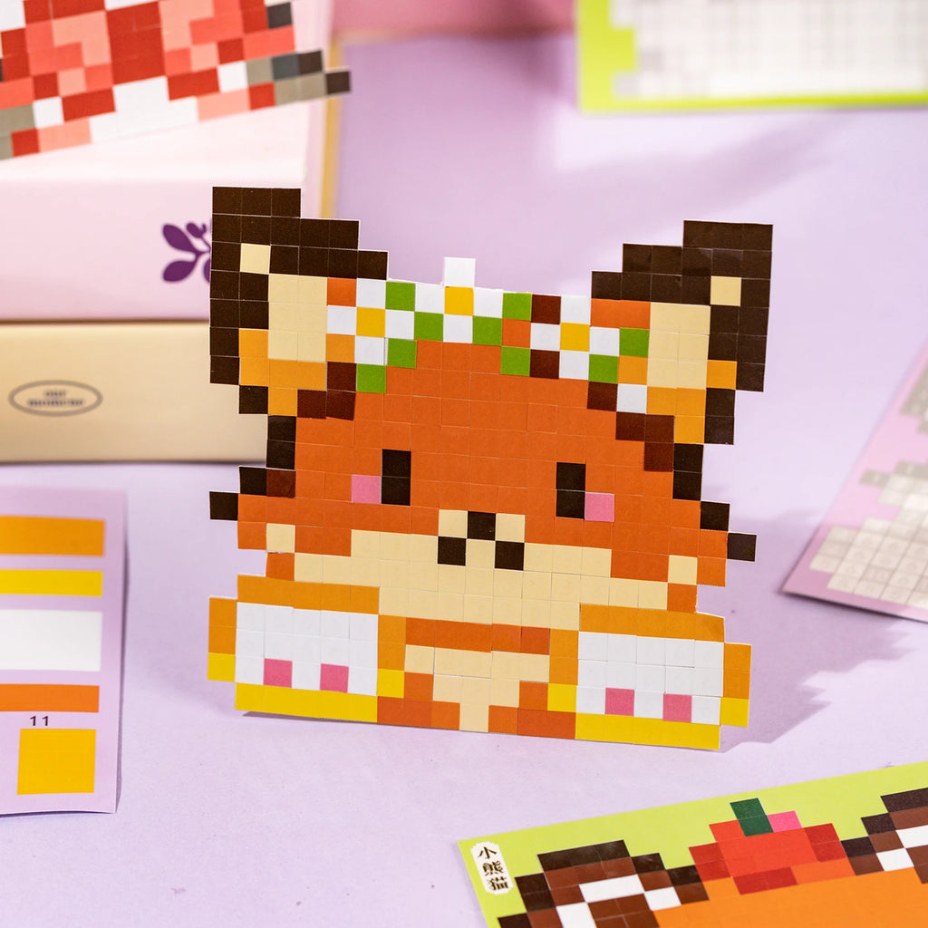 24 Sheets/Bag Cute Animal Themed Pixel Collage Stickers Mini Stress Relief Decals for DIY Scrapbook Guitar Phone Case Notebook Qme