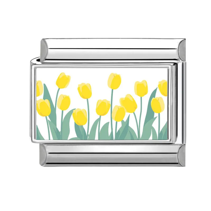 Fashion Iris Hyacinth Sunflower Daisy Flowers Series Italian Charm