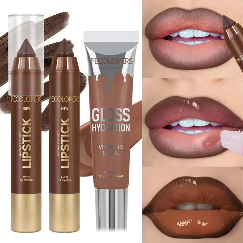 Lipstick Suit, Lip Liner with Lip Gloss, Depicts The Outline of The Lips, Naturally Moisturizes The Lips, and Lip Cosmetics Qme